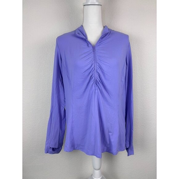 IBKUL women's XL purple long sleeve athletic 1/4 zip pullover top lightweight - Picture 1 of 8
